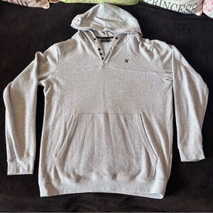 Hurley exclusively for Buckle grey 1/4 button pullover hoodie sweater size large